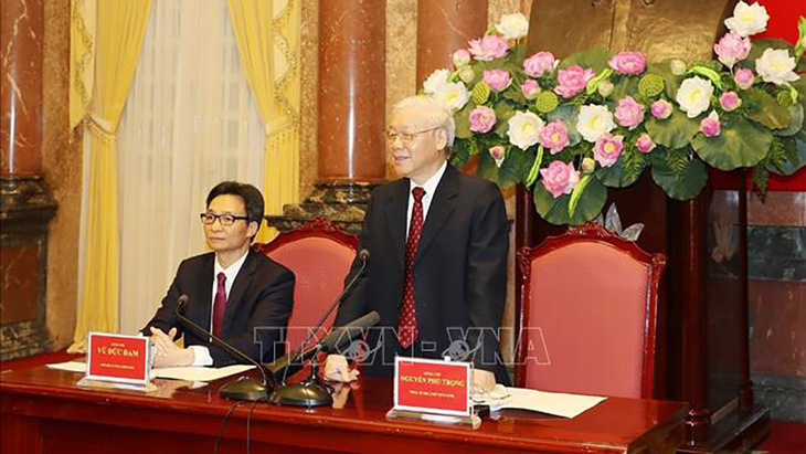 Tổng bí thư, Chủ tịch nước Nguyễn Phú Trọng gặp mặt đoàn HS-SV tiêu biểu - Ảnh 1.