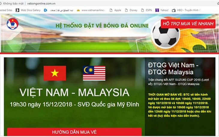Cảnh báo website giả mạo bán vé trận Việt Nam - Malaysia - Ảnh 1.