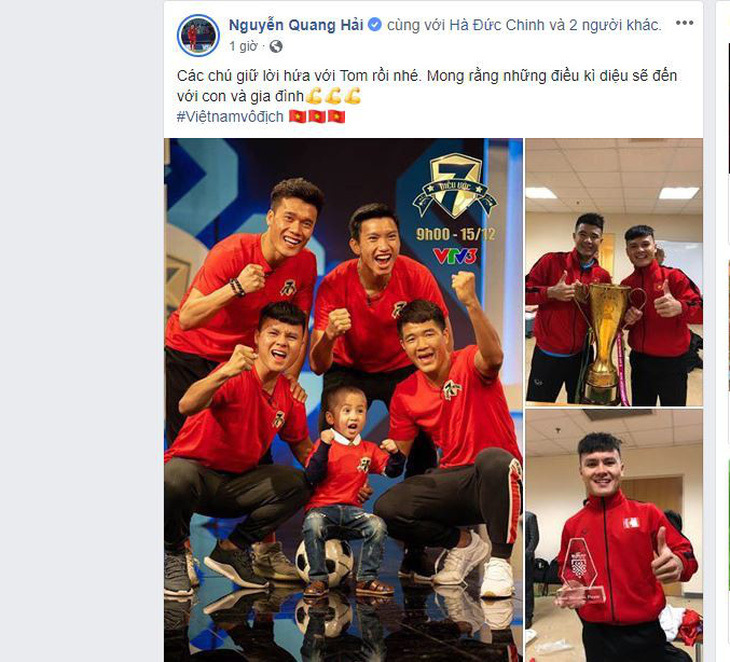 Các tuyển thủ VN viết gì trên Facebook sau khi vô địch AFF Cup? - Ảnh 1.