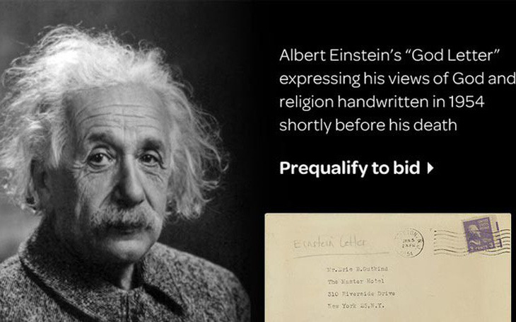‘Thư về Chúa’ của Albert Einstein bán đấu giá được gần 3 triệu USD