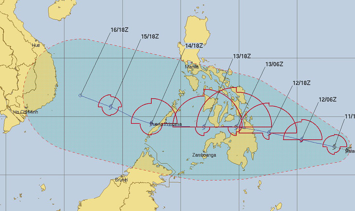 Bão gần biển Đông di chuyển nhanh, tiếp tục mạnh lên - Ảnh 1.