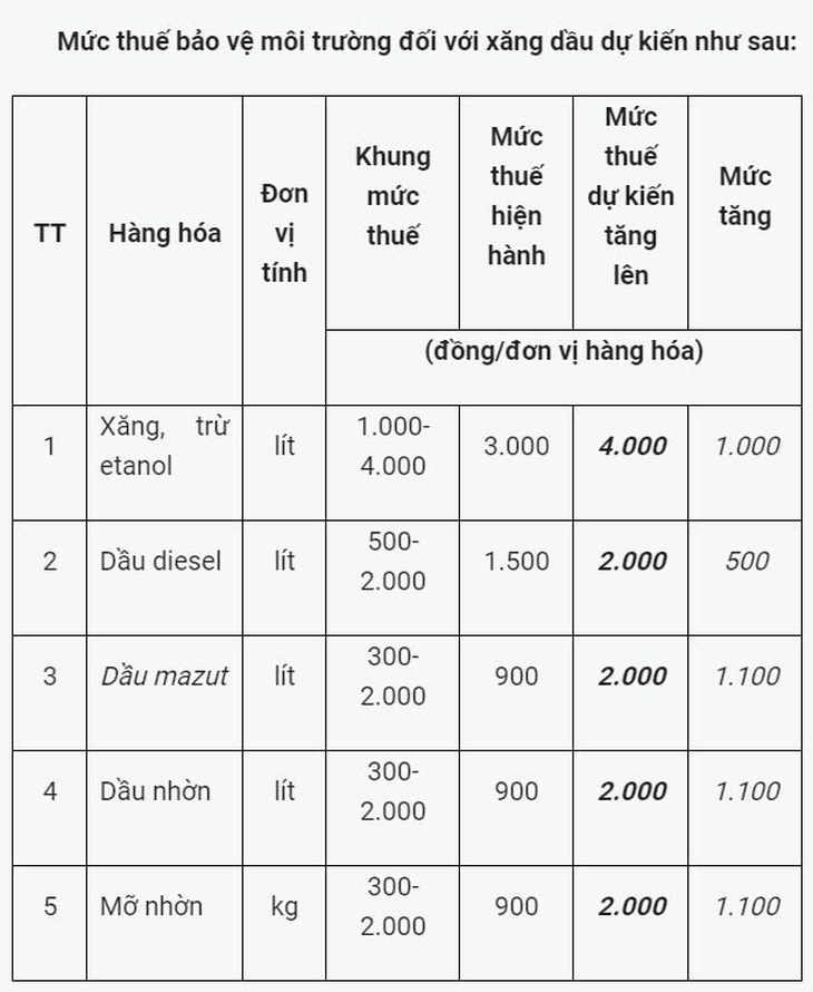 Đề xuất tăng thuế xăng kịch khung, lên 4.000 đồng mỗi lít - Ảnh 2.