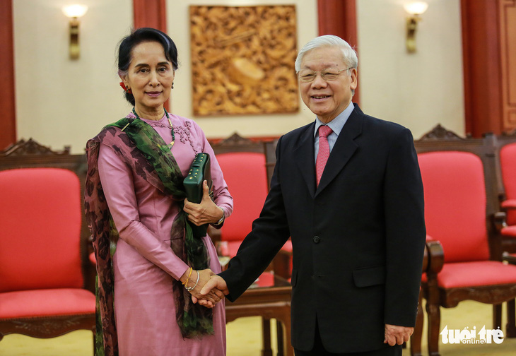 Tổng bí thư Nguyễn Phú Trọng tiếp thân mật bà San Suu Kyi - Ảnh 1.
