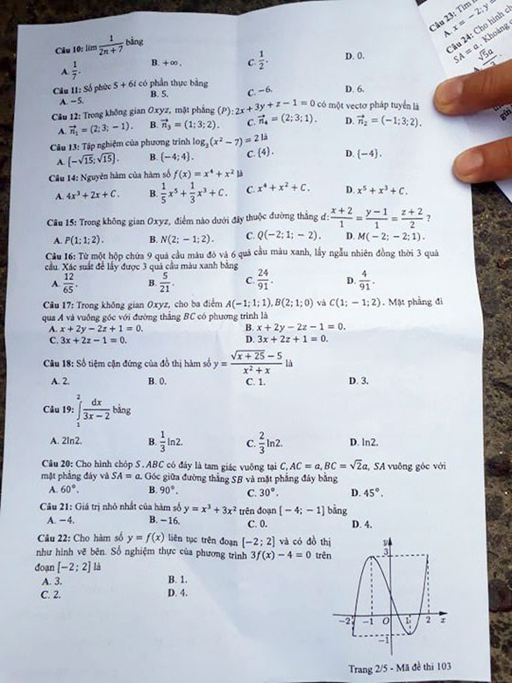 Toàn bộ bài giải 24 mã đề toán THPT quốc gia 2018 - Ảnh 2.