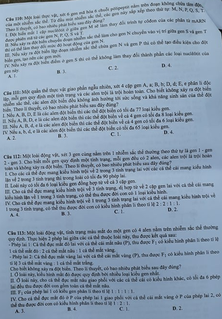 Bài giải môn sinh THPT quốc gia 2018 - Ảnh 9.