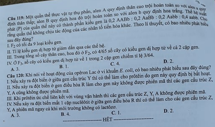 Bài giải môn sinh THPT quốc gia 2018 - Ảnh 11.