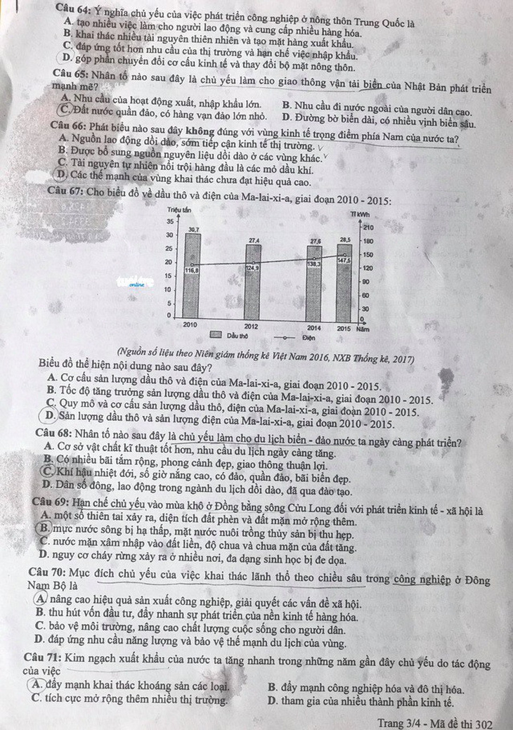 Bài giải môn địa thi THPT quốc gia 2018 - Ảnh 8.