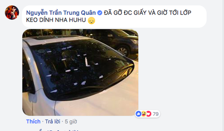 Nguyễn Trần Trung Quân bị fan dán giấy kín xe hơi - Ảnh 5.
