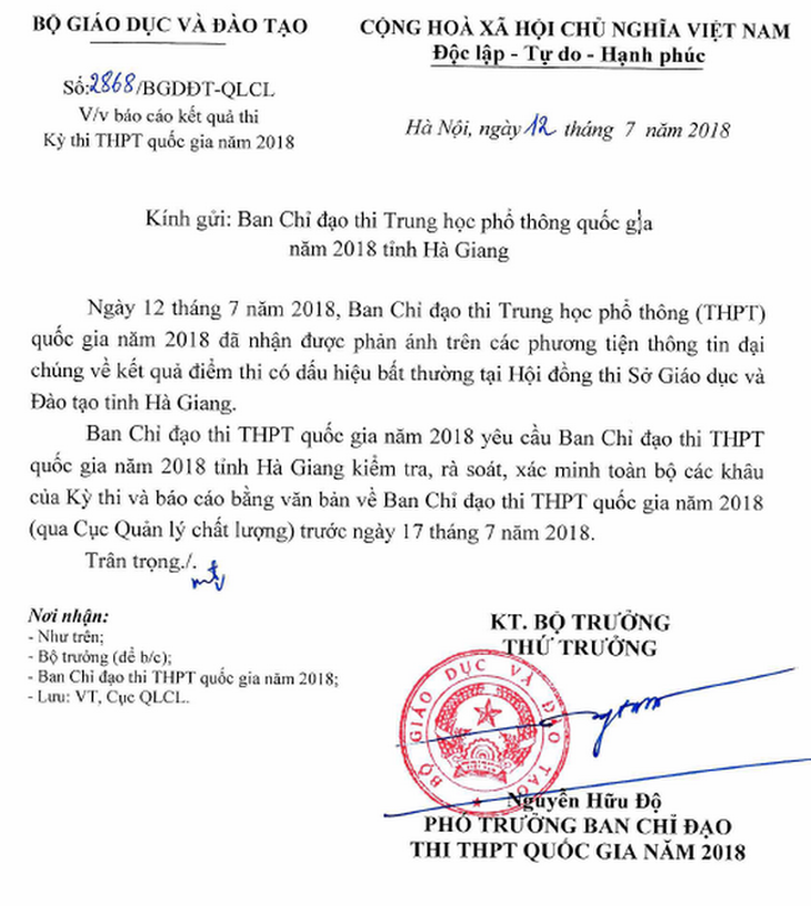 Điểm thi THPT quốc gia ở Hà Giang bất thường, Bộ GD-ĐT vào cuộc - Ảnh 3.