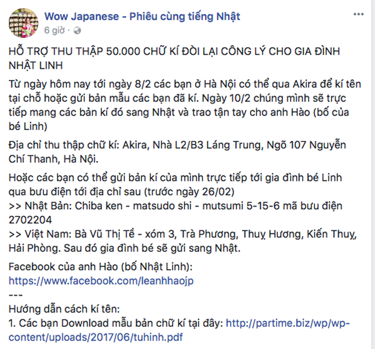 Cộng đồng kêu gọi 50.000 chữ ký đòi công bằng cho bé Nhật Linh - Ảnh 3.