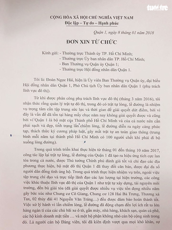 Ông Đoàn Ngọc Hải nộp đơn từ chức - Ảnh 2.