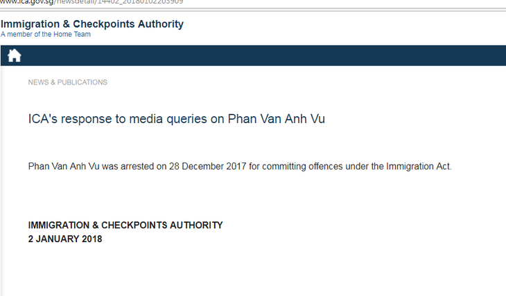 Một người tên Phan Van Anh Vu bị bắt tại Singapore - Ảnh 1.