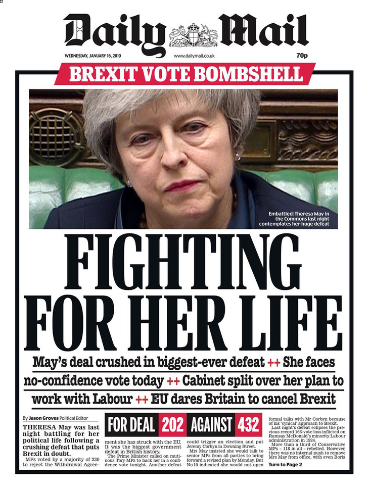Báo Anh chỉ trích bà May sau thảm họa dự thảo Brexit - Ảnh 8.