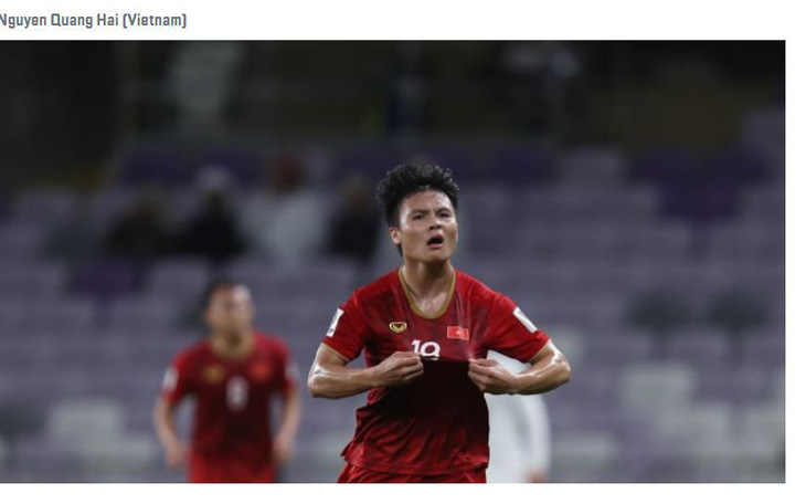Quang Hải dẫn đầu cuộc bình chọn Cầu thủ hay nhất vòng bảng Asian Cup