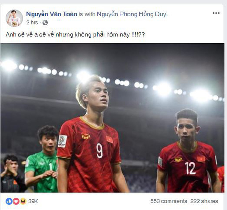 Cầu thủ Việt Nam trải lòng trên Facebook sau chiến thắng trước Jordan - Ảnh 1.