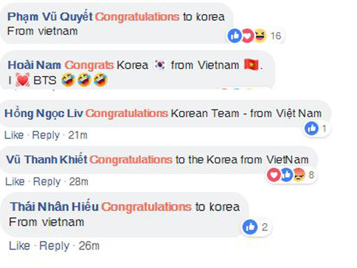 CĐV Việt áp đảo lời chúc mừng tuyển Hàn Quốc - Ảnh 2.