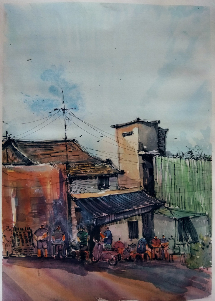 Thân thương với chợ Hàn, chợ Cồn trên tranh ký họa - Ảnh 8.