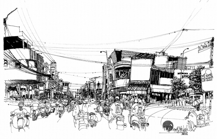 Thân thương với chợ Hàn, chợ Cồn trên tranh ký họa - Ảnh 11.