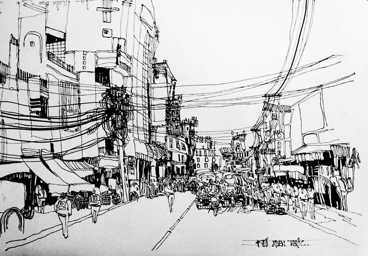 Thân thương với chợ Hàn, chợ Cồn trên tranh ký họa - Ảnh 14.