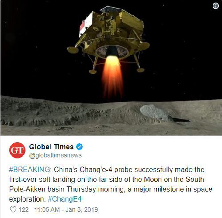 Tàu thăm dò Trung Quốc đáp xuống vùng tối Mặt trăng - Ảnh 2.