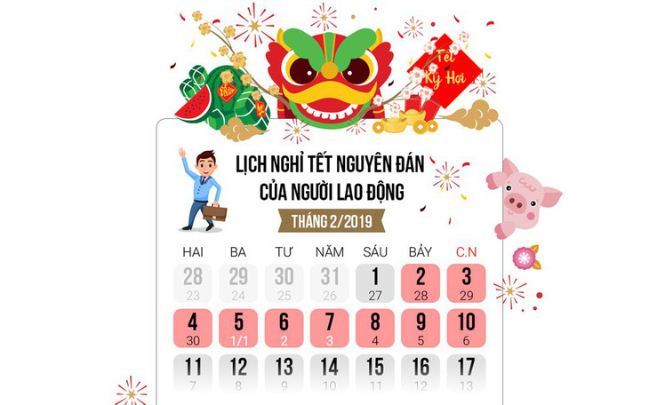 Lịch nghỉ Tết Nguyên đán 2019 của người lao động, học sinh