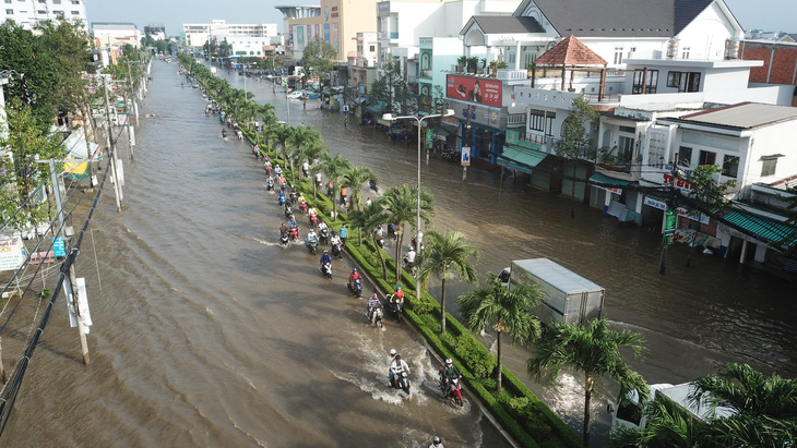 Miền Tây tiếp tục bể bờ bao, học sinh nghỉ học vì triều cường - Ảnh 1.