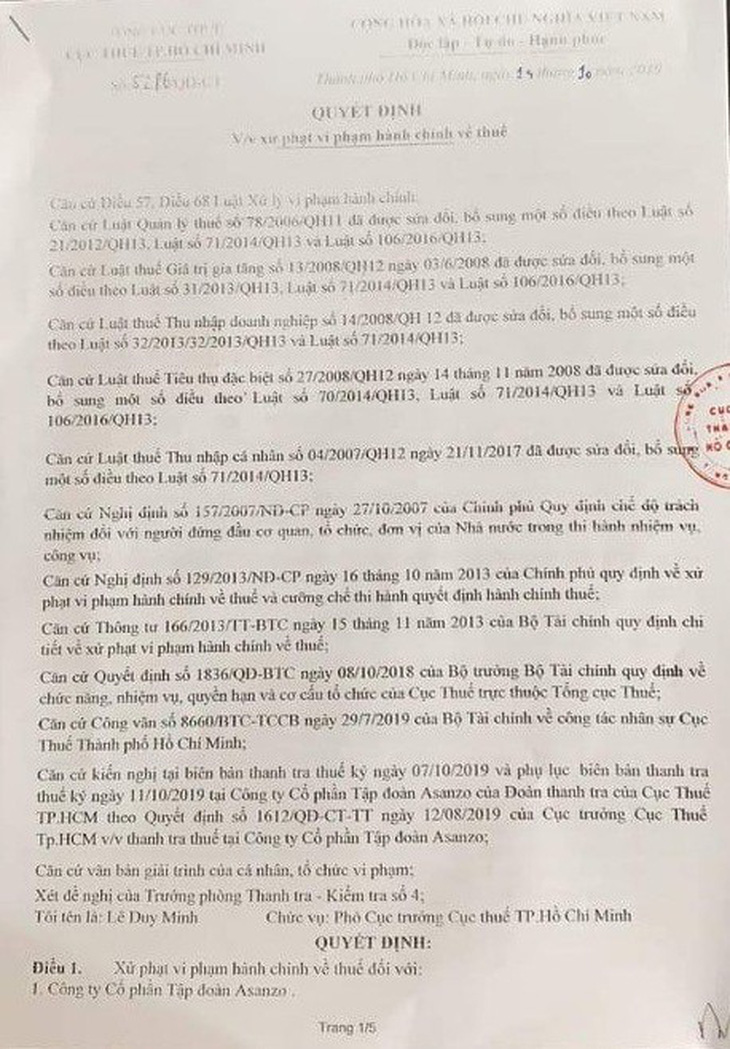Phạt, truy thu thuế Asanzo hơn 68 tỉ, chuyển hồ sơ sang cơ quan công an - Ảnh 2.
