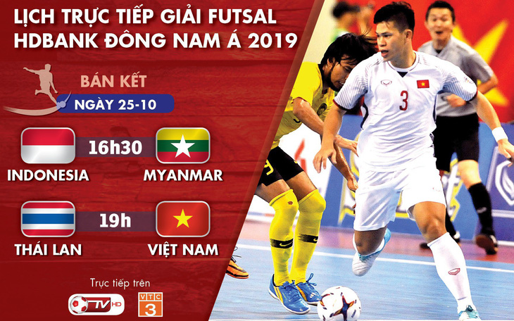 Lịch trực tiếp bán kết Giải futsal Đông Nam Á 2019: Việt Nam quyết đấu Thái Lan