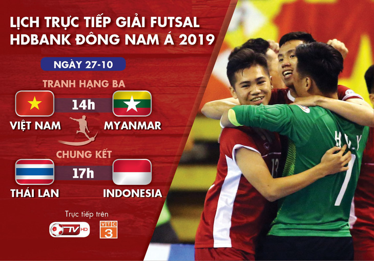 Lịch trực tiếp Giải futsal Đông Nam Á 2019: Việt Nam và Myanmar tranh vé dự giải châu Á - Ảnh 1.