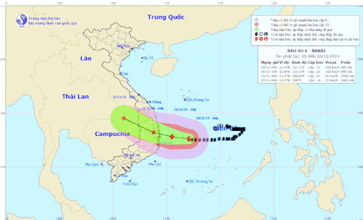Bão số 6 tiến gần hơn vào bờ biển Quảng Ngãi - Khánh Hòa - Ảnh 1.