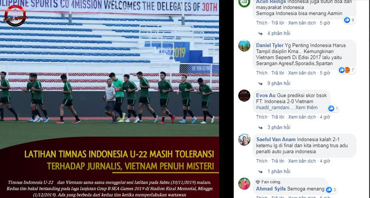 CĐV Indonesia lên gân trước trận gặp U22 Việt Nam - Ảnh 1.