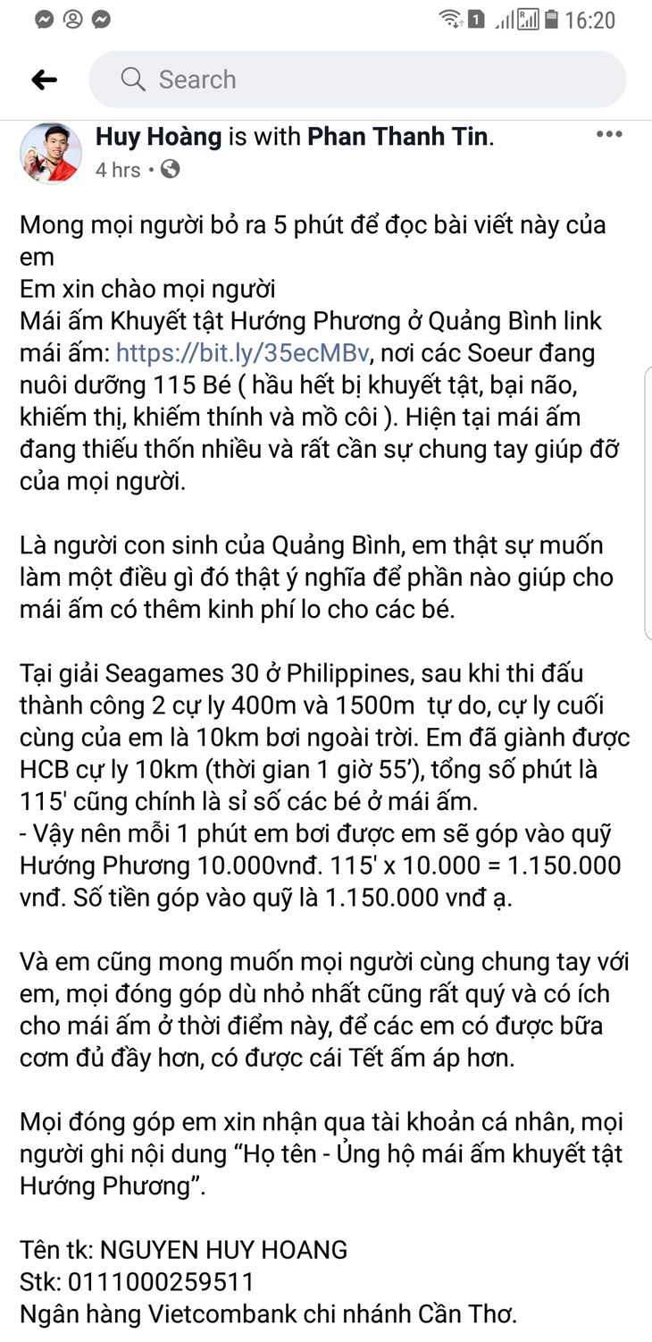 Huy Hoàng dùng chiếc huy chương cuối cùng ở SEA Games 2019 để làm từ thiện - Ảnh 2.