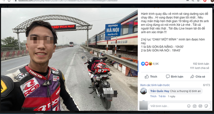 Làm rõ vụ thanh niên chạy xe máy 1.700km từ TP.HCM ra Hà Nội chưa đầy 20 tiếng - Ảnh 2.