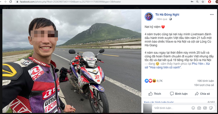 Làm rõ vụ thanh niên chạy xe máy 1.700km từ TP.HCM ra Hà Nội chưa đầy 20 tiếng - Ảnh 1.