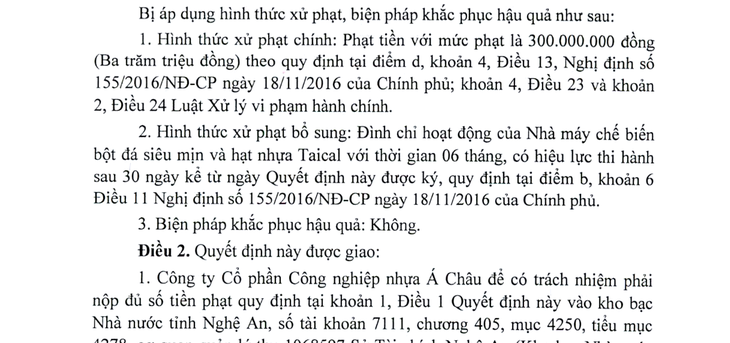 Phạt 300 triệu, đinh chỉ hoạt động nhà máy chưa có báo cáo tác động môi trường - Ảnh 1.