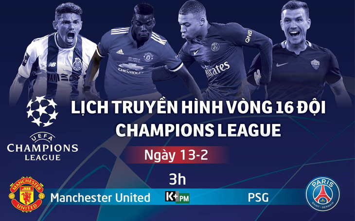 Lịch trực tiếp Champions League 13-2: M.U đại chiến PSG