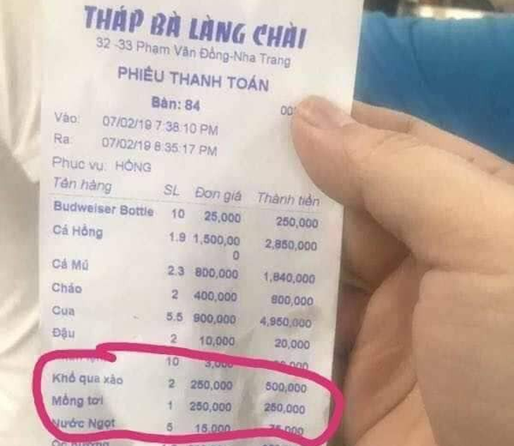 Nhà hàng ra hóa đơn hơn 16 triệu ở Nha Trang bị phạt 750.000 đồng - Ảnh 1.