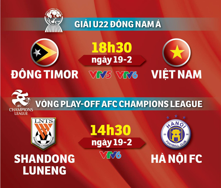 Lịch trực tiếp hai trận đấu quan trọng của bóng đá Việt Nam ngày 19-2 - Ảnh 1.