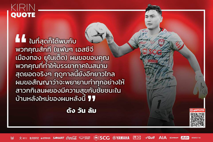 Đặng Văn Lâm hứa sẽ giúp Muangthong United vô địch - Ảnh 1.