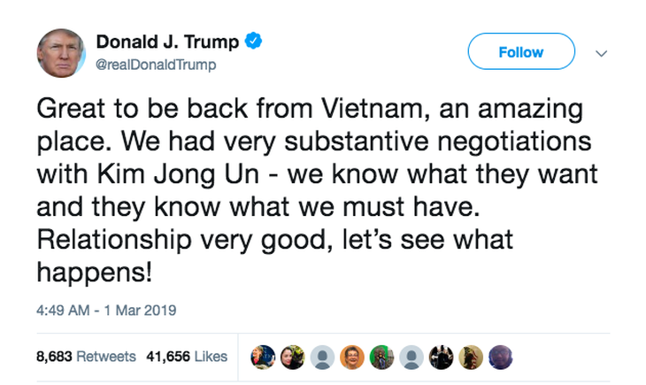Ông Trump về đến Mỹ, khen Việt Nam là đất nước tuyệt vời - Ảnh 1.