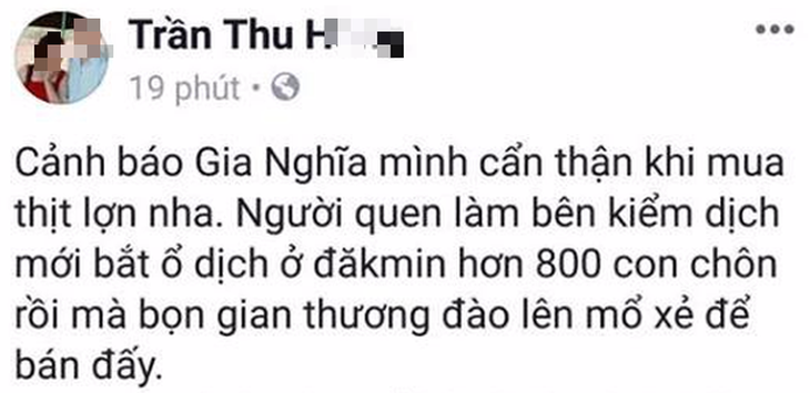 Phạt người tung tin dịch tả heo ở Đắk Nông 10 triệu - Ảnh 1.