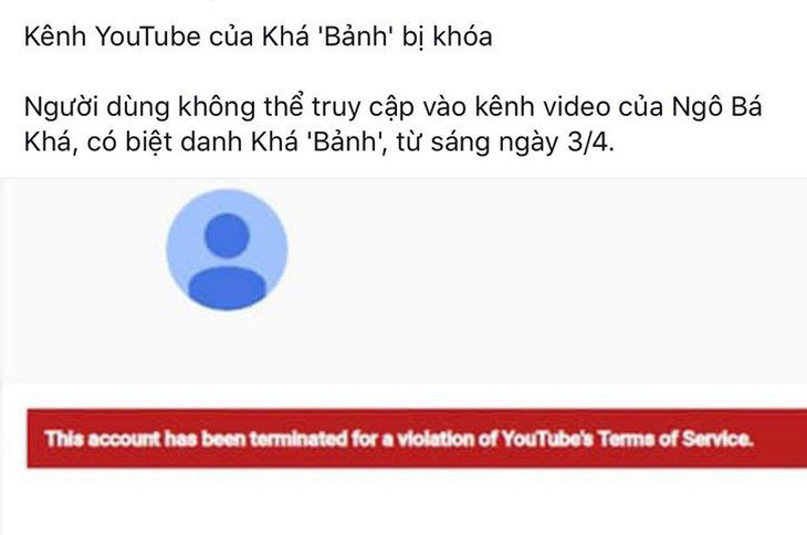 YouTube đã gỡ bỏ kênh của giang hồ Khá Bảnh - Ảnh 1.
