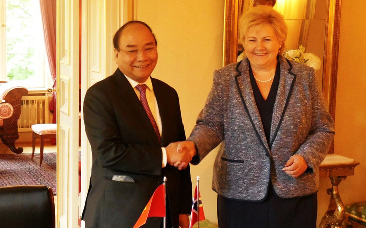 Nữ Thủ tướng Na Uy vui mừng gặp lại Thủ tướng Nguyễn Xuân Phúc