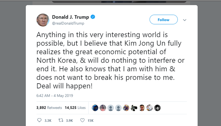 Triều Tiên phóng đầu đạn, ông Trump vẫn tin ông Kim giữ lời hứa - Ảnh 2.