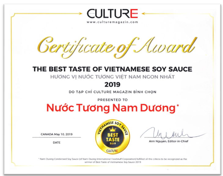 Nam Dương được bình chọn Hương vị nước tương VN ngon nhất năm 2019 - Ảnh 1.