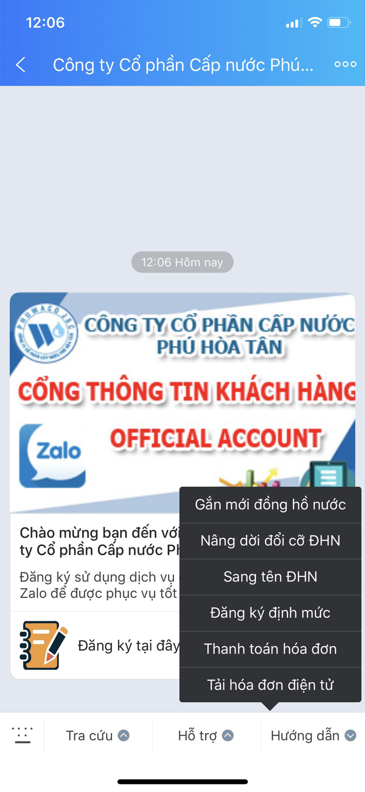 Cấp nước Phú Hòa Tân ứng dụng Zalo chăm sóc khách hàng - Ảnh 1.
