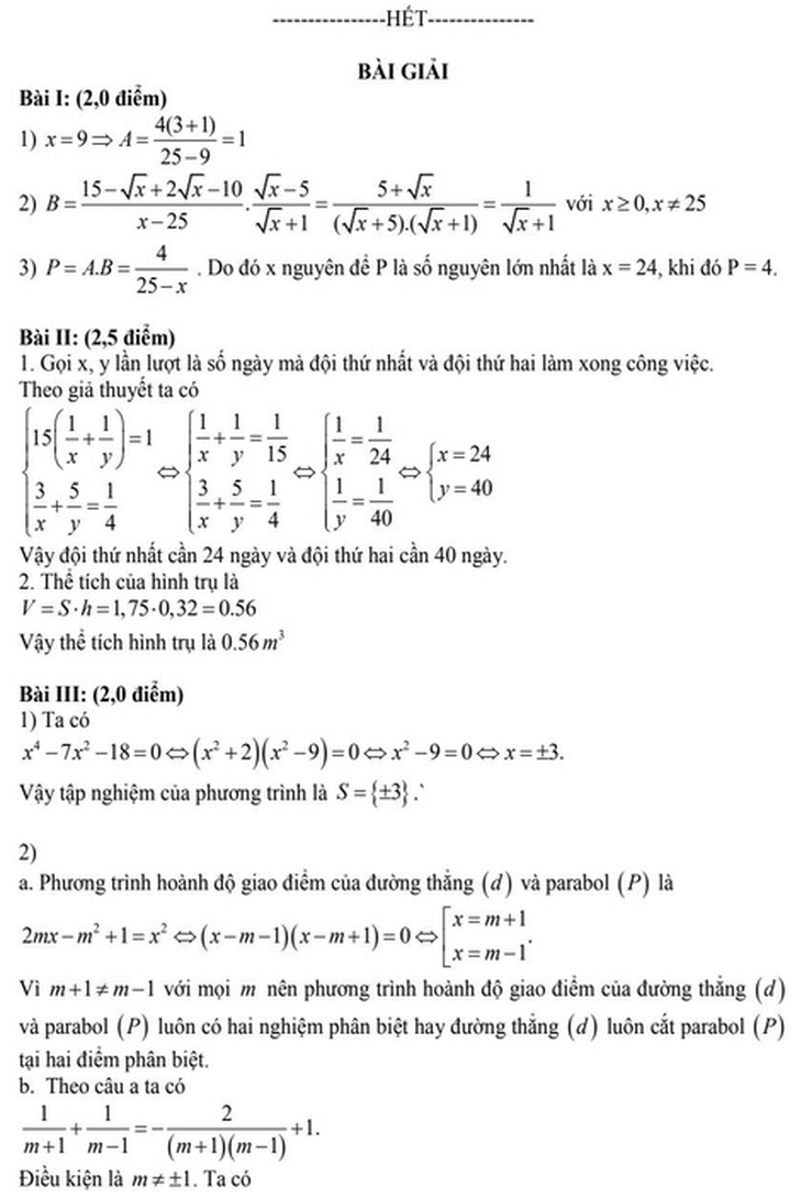 Bài giải môn toán lớp 10 tại Hà Nội - Ảnh 2.