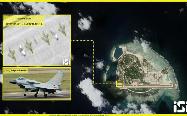 Trung Quốc cố tình phô trương 4 tiêm kích J-10 ở Hoàng Sa