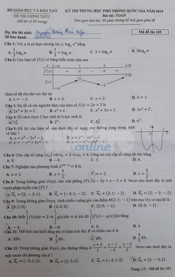 Mời bạn đọc xem đề toán THPT quốc gia 2019 - Ảnh 22.