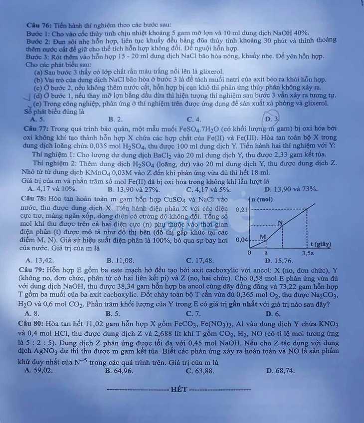 Mời bạn đọc xem đề hóa học THPT quốc gia 2019 - Ảnh 5.